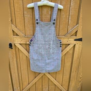 SO JUNIORS  PLAID OVERALL DRESS SIZE Small POCKETS KNIT BUTTON STRAP